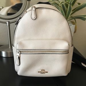 Coach white mini backpack